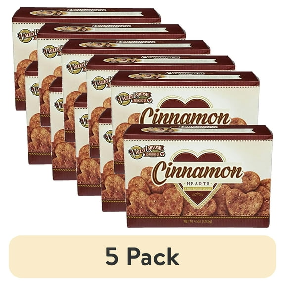 (5 pack) Cinnamon Hearts Cracker by Valley Lahvosh | 4.5 Oz | Pack of 2