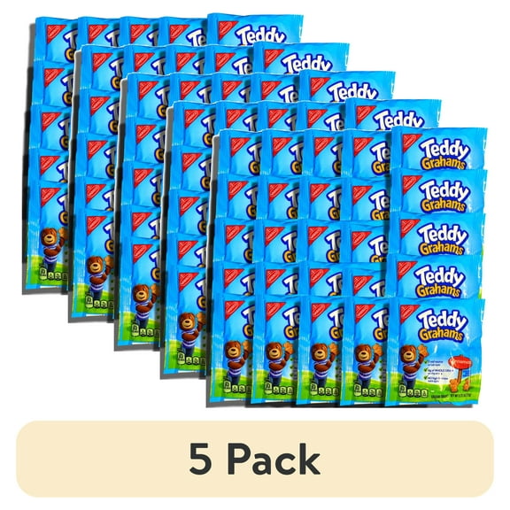 (5 pack) Cinnamon Teddy Bear Graham Crackers Snack Packs | .75 Oz | 25 Total