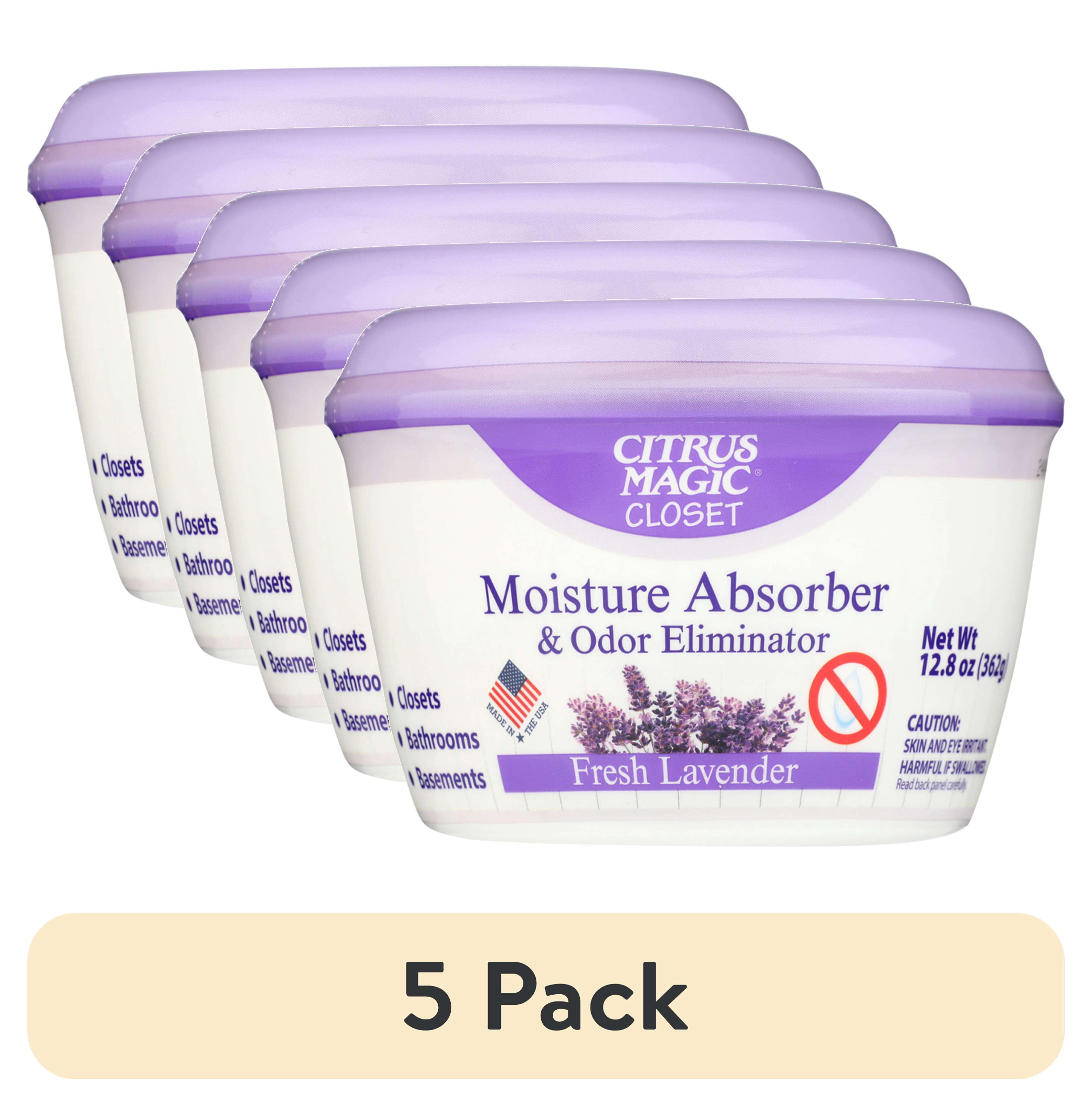 (5 pack) Citrus Magic For Closets Moisture Absorber & Odor Eliminator, Fresh Lavender, 12.8 oz