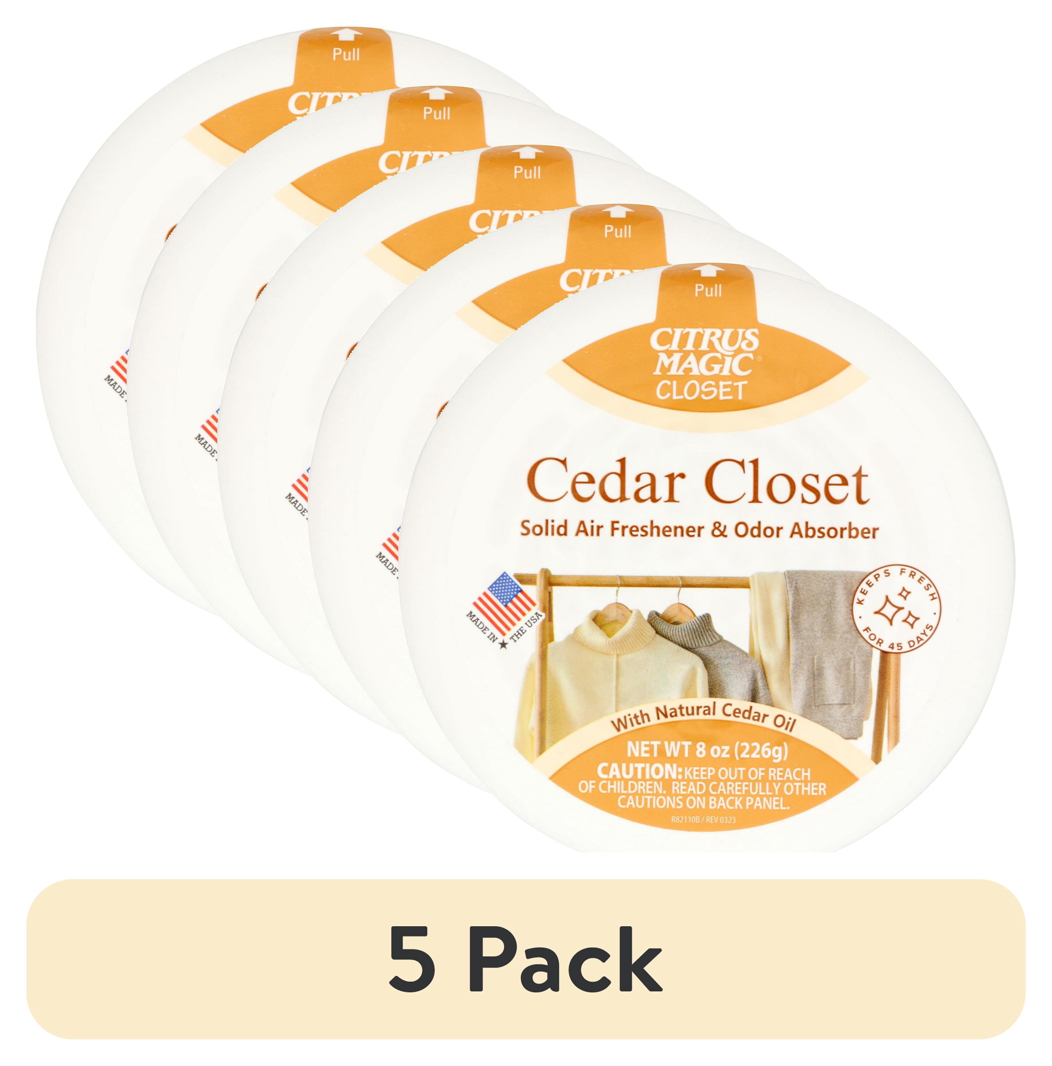 (5 pack) Citrus Magic For Closets Odor Absorbing Solid Air Freshener, Cedar Closet, 8 oz