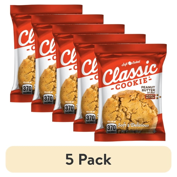(5 pack) Classic Cookie, Peanut Butter Soft Baked Cookie, 3 oz, 1 Count