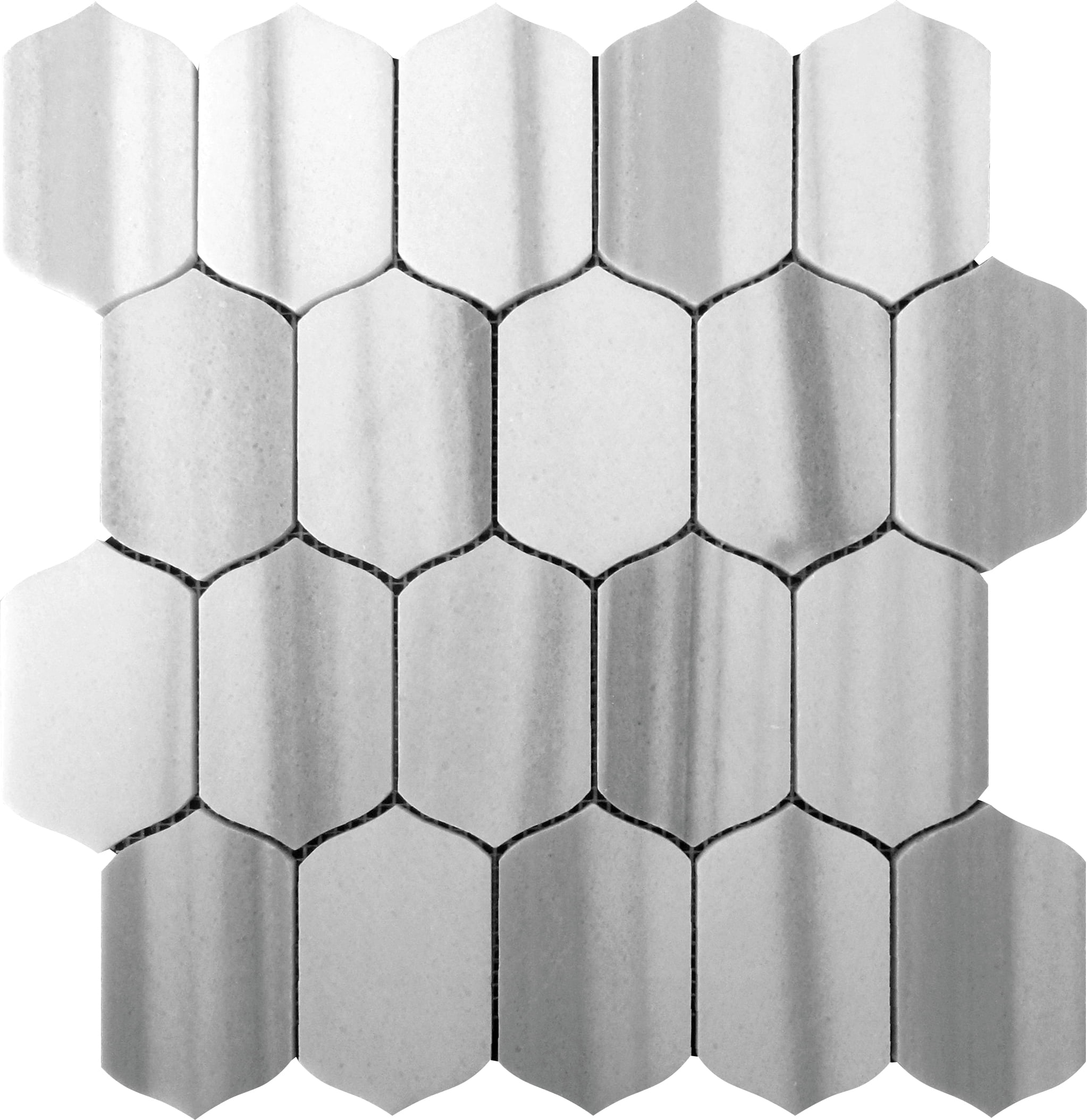 Cloud Gray Polished Marble Hexagon Mosaic Tile 12x13