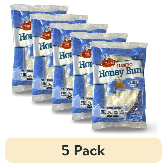 (5 pack) Cloverhill Jumbo Honeybuns, White Iced, Individually Packaged, Pack of 6