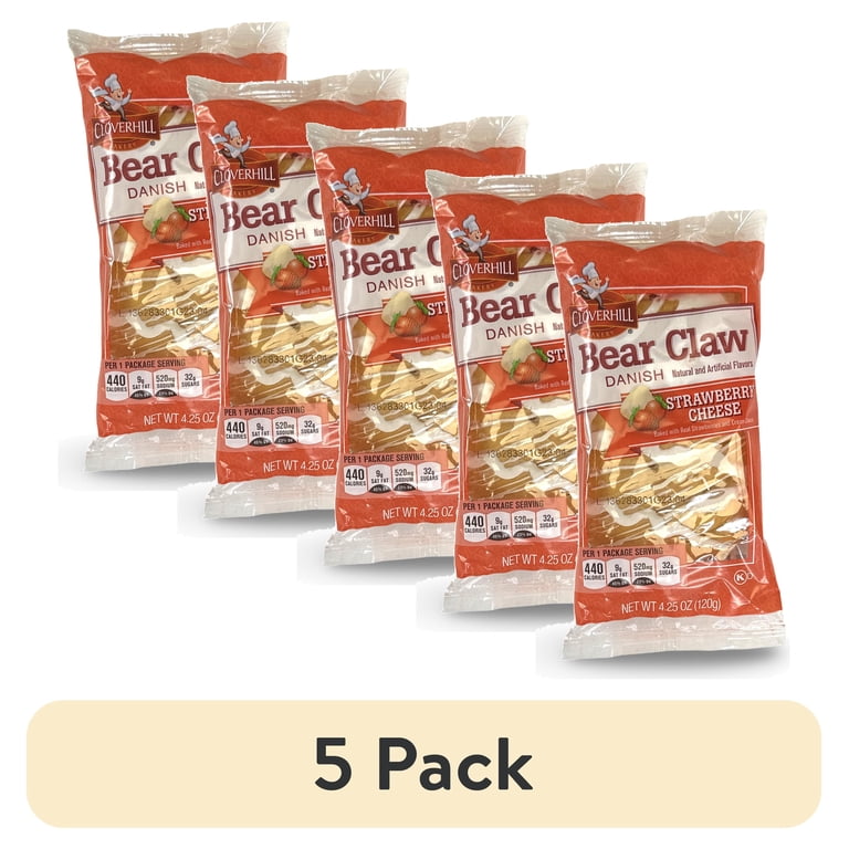 5 pack) Cloverhill Strawberry Bear Claws | Individually Packaged