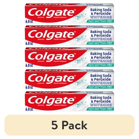 (5 pack) Colgate Baking Soda and Peroxide Whitening Toothpaste Gel, Frosty Mint Stripe, 6 oz