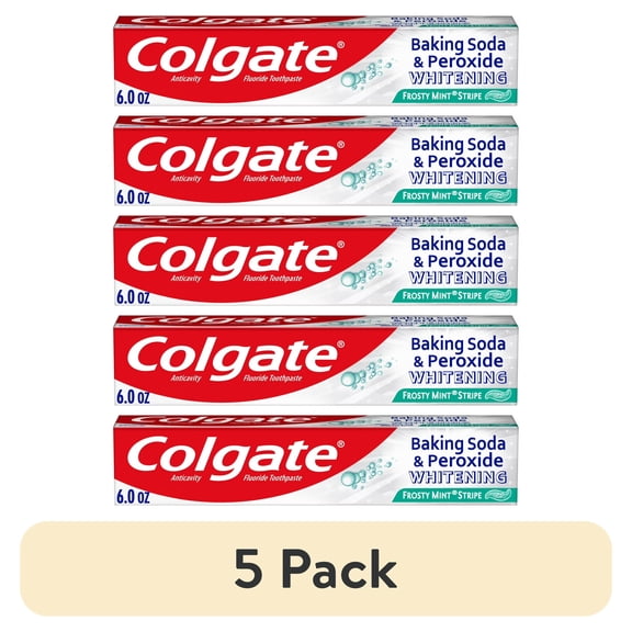 (5 pack) Colgate Baking Soda and Peroxide Whitening Toothpaste Gel, Frosty Mint Stripe, 6 oz