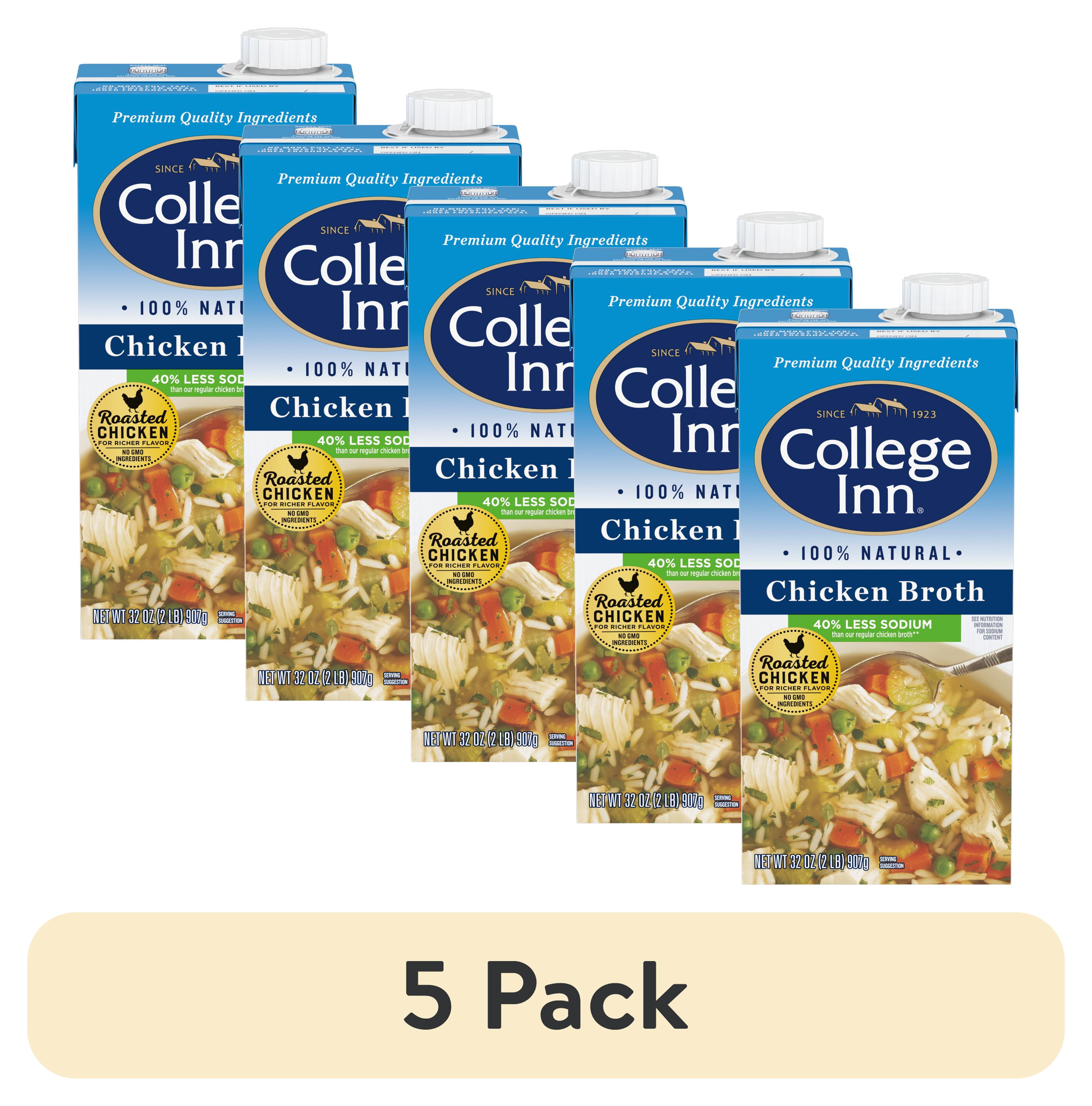 (5 pack) College Inn 40% Less Sodium Chicken Broth, 32 oz Carton