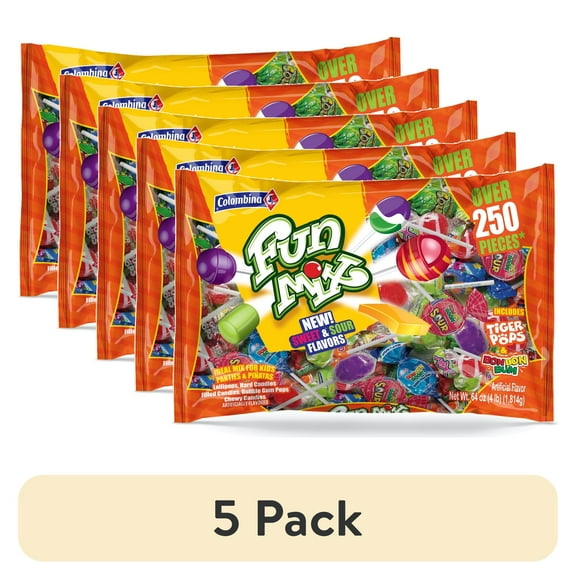 (5 pack) Colombina Fun Mix Assortment Fruit Flavored Candy, 4 lb Bag
