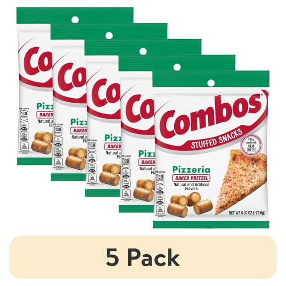 (5 pack) Combos Stuffed Snacks Pizzeria Baked Pretzel Snacks - 6.3 oz Bag