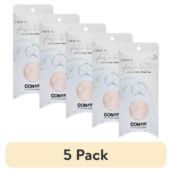 (5 pack) Conair Earth-Friendly Planet Upcycled Smooth Beauty Sleep Cap, Pink