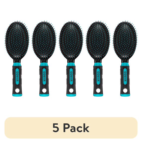 (5 pack) Conair Grip & Glide Travel and Full Size Cushion Hairbrush Set, 2 Pieces