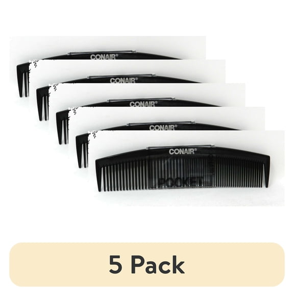 (5 pack) Conair Single 5-Inch Pocket Fine Tooth Men's Hair Comb (Black)