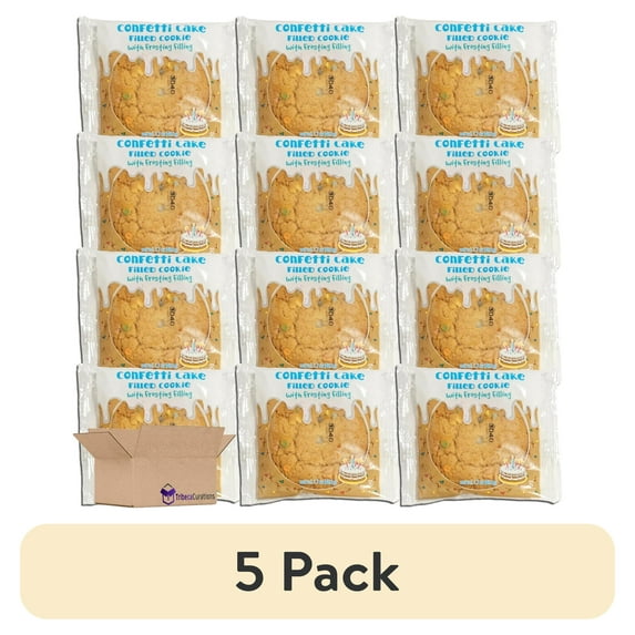 (5 pack) Confetti Cake Cookies Filled With Icing, Nostalgic School Snacks, 12 Pack