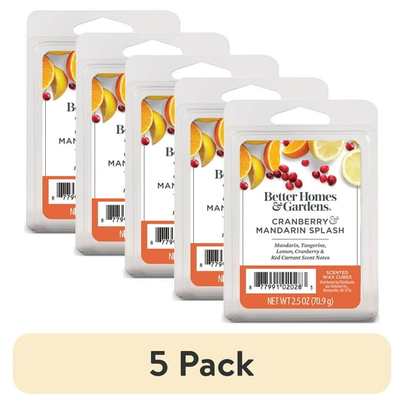 (5 pack) Cranberry Mandarin Splash Scented Wax Melts, Better Homes & Gardens, 2.5 oz (1-Pack)