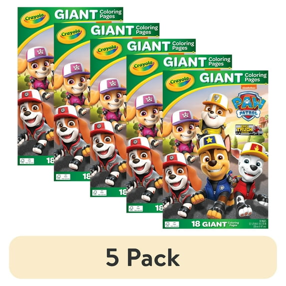 (5 pack) Crayola Paw Patrol Giant Coloring Book Pages, 18 Coloring Pages, Gifts for Kids, Ages 3+