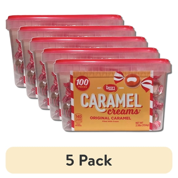 (5 pack) Goetze Candy Caramel Creams Square Tub 100 Pieces