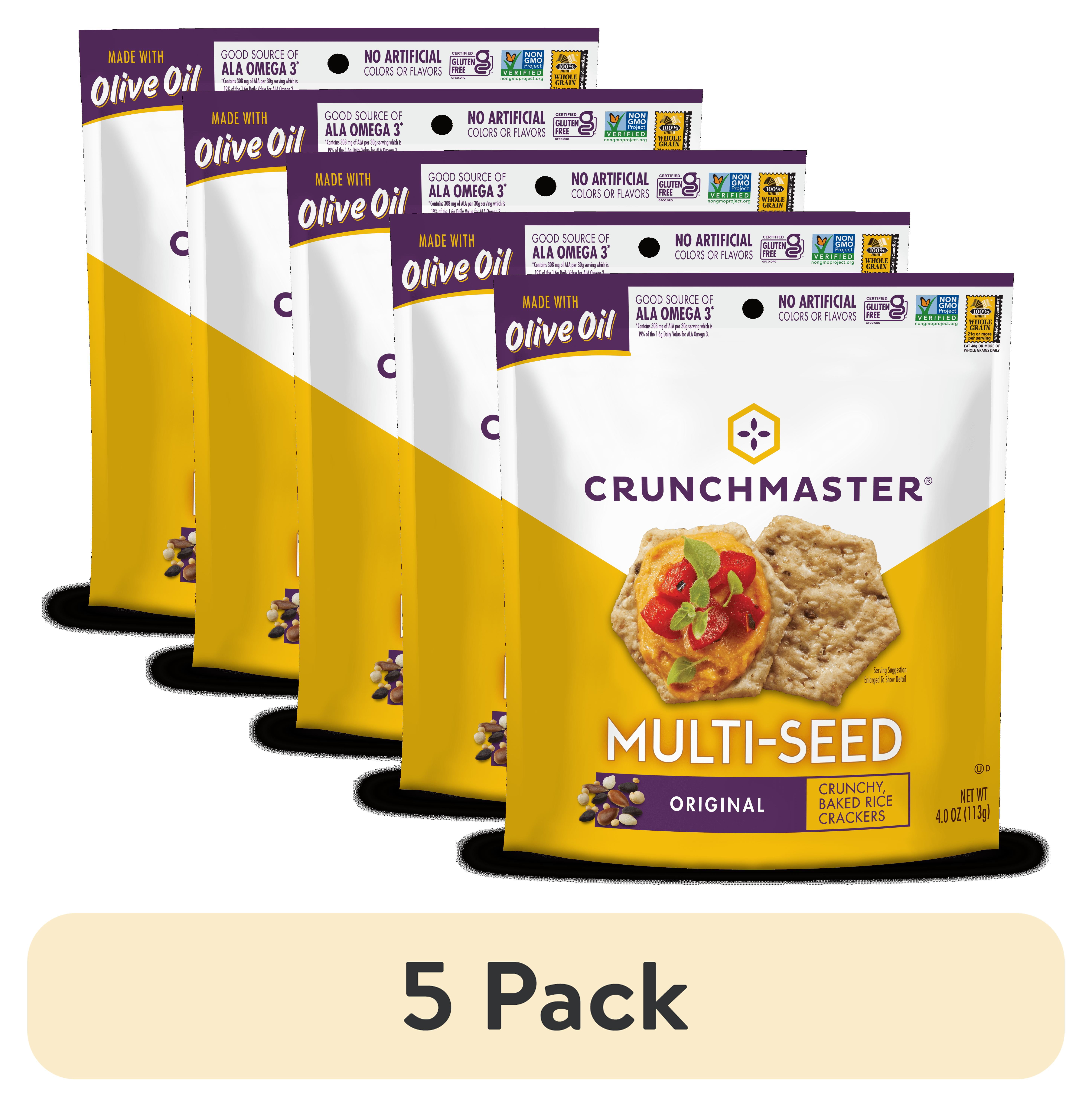 (5 pack) Crunchmaster Multi-Seed Original Crackers, 4 oz Plastic Stand ...