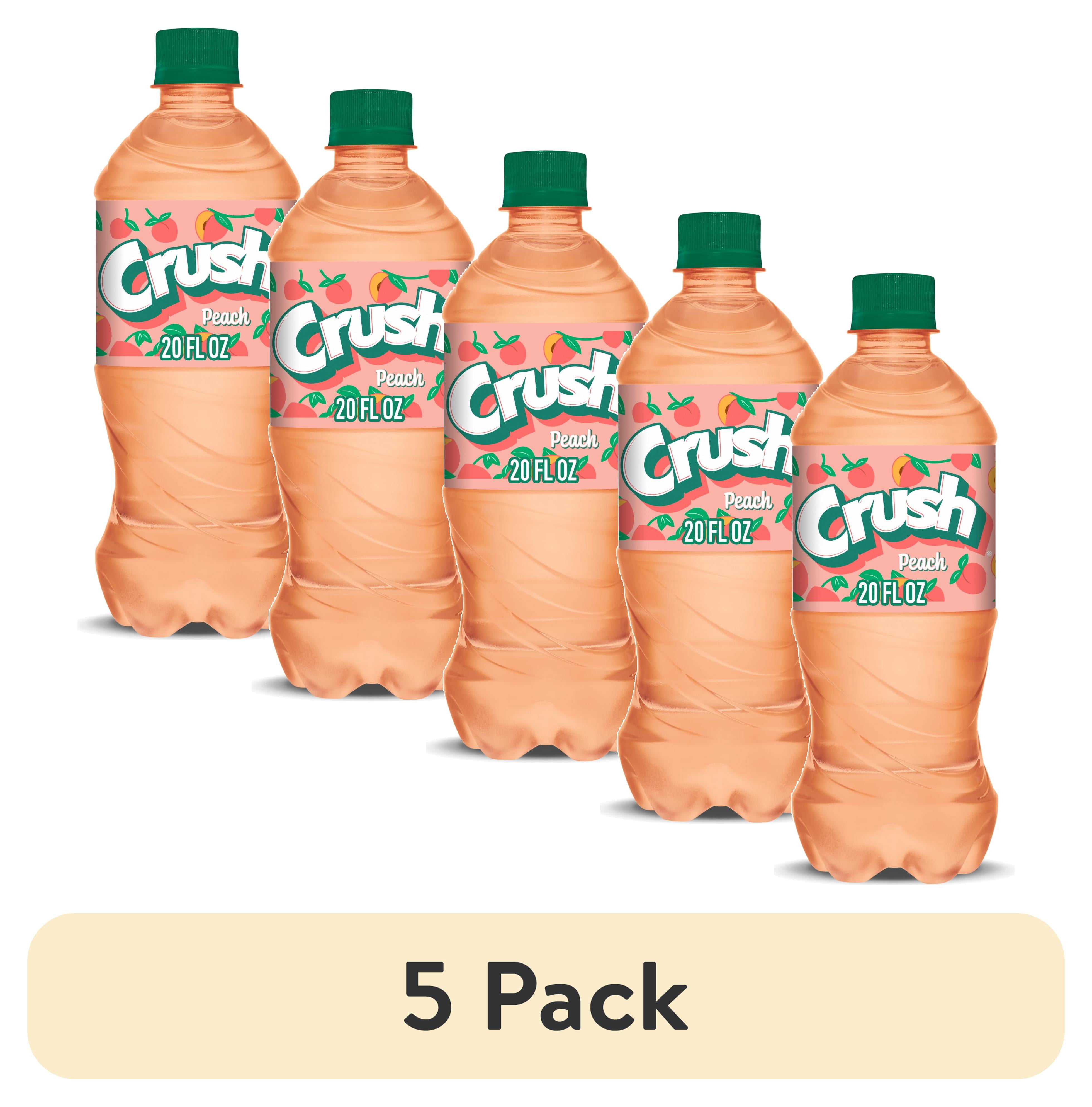 (5 pack) Crush Caffeine Free Peach Soda Pop, 20 fl oz, Bottle
