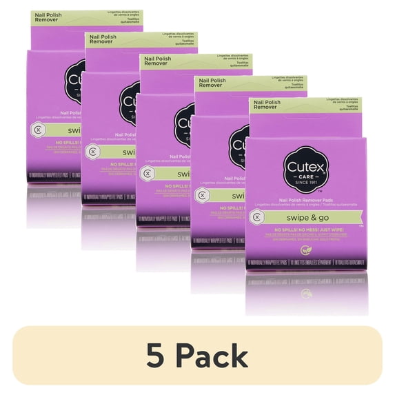 (5 pack) Cutex Care Swipe and Go Nail Polish Remover Pads, 10 Count