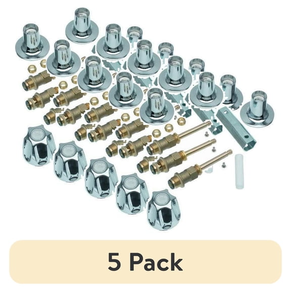 (5 pack) DANCO Bathtub and Shower 3-Handle Remodel/Rebuild Trim Kit for Price Pfister Verve Faucets  Knob Handle  12H-2H, 12H-2C, 12H-18D  Chrome 39619