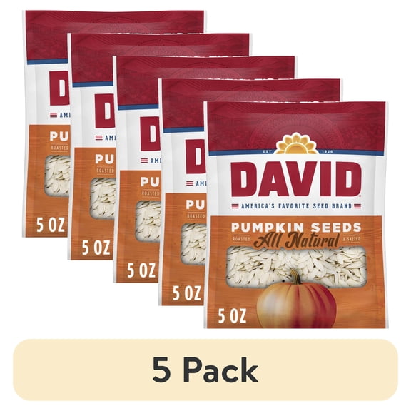 (5 pack) DAVID All Natural Pumpkin Seeds, 5 oz.
