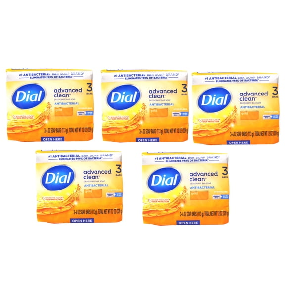 (5 pack) Dial Daily Use Bath Soap Gold Scent 4 oz, 3 Bars
