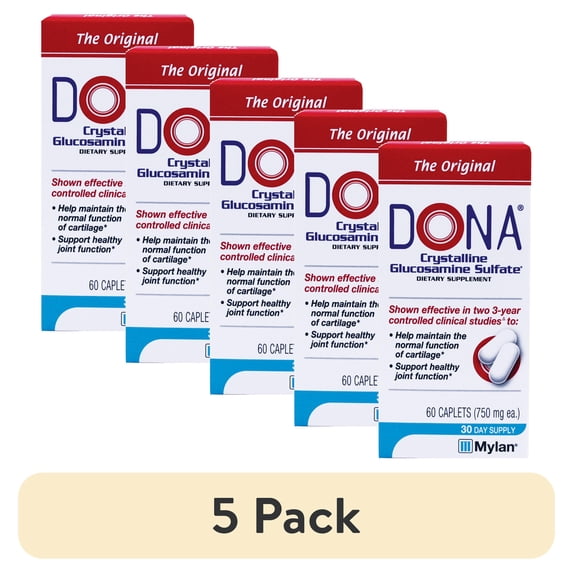 (5 pack) DONA Crystalline Glucosamine Sulfate 60 Caplets