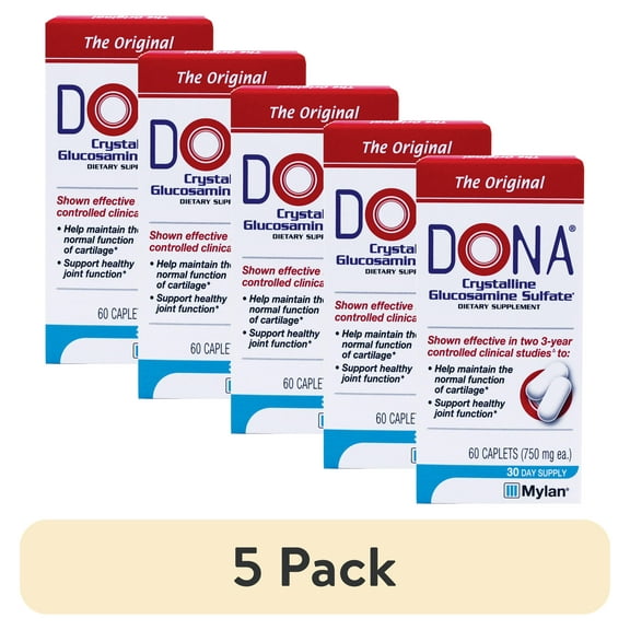 (5 pack) DONA Crystalline Glucosamine Sulfate 60 Caplets