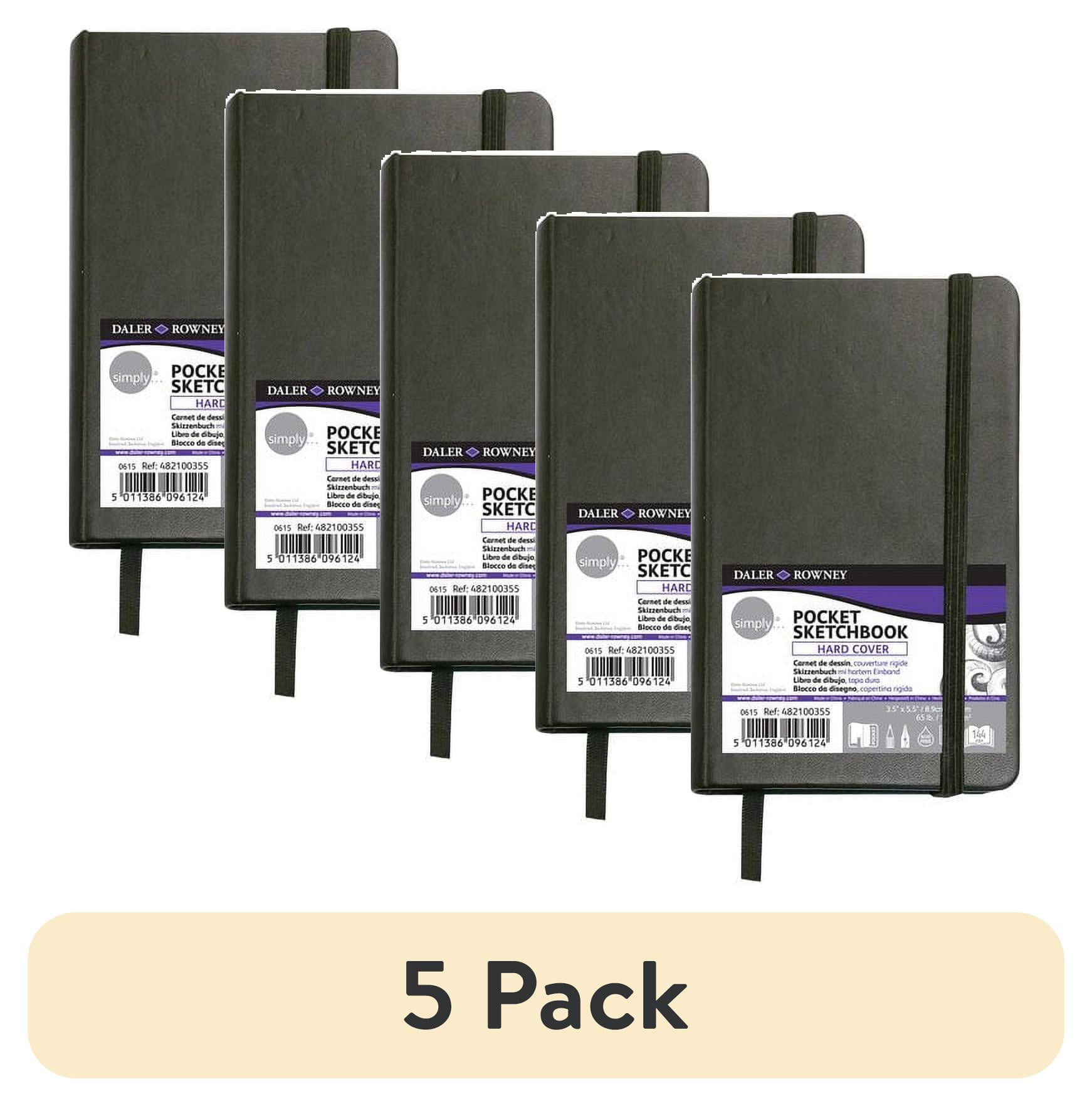 (5 pack) Daler-Rowney Simply... Sketchbook, Soft White Pages, (65lb/100g), Black Hardcover Binding, 144 Pages, 3.5" x 5.5"