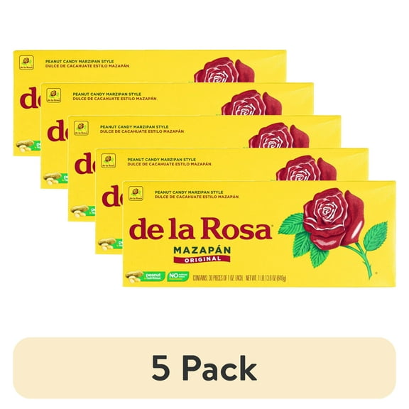 (5 pack) De La Rosa Mazapan Style Mexican Peanut Candy for Snacking and Sharing, 30 Count