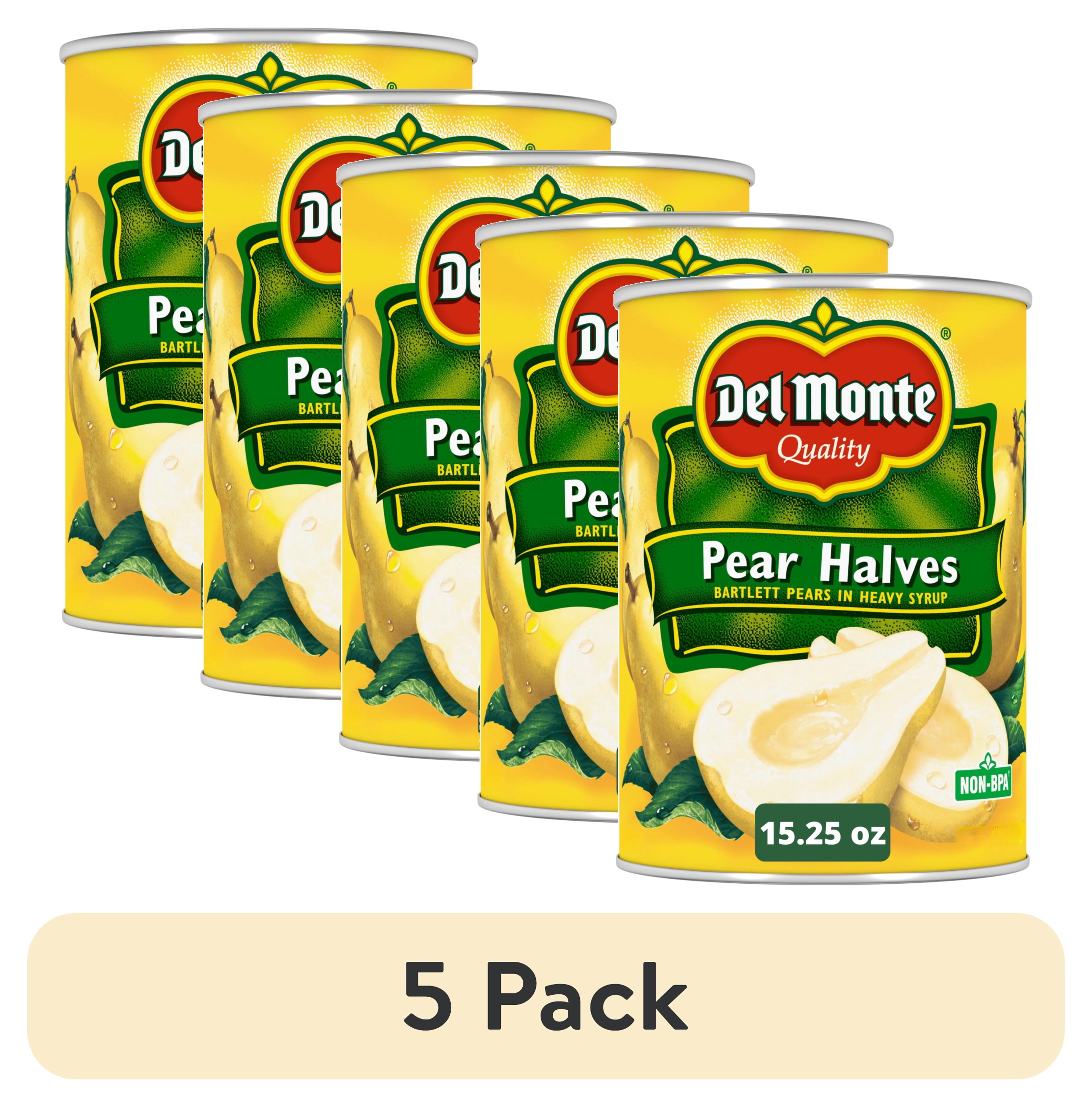 (5 pack) Del Monte Bartlett Pear Halves in Heavy Syrup, 15.25 oz Can