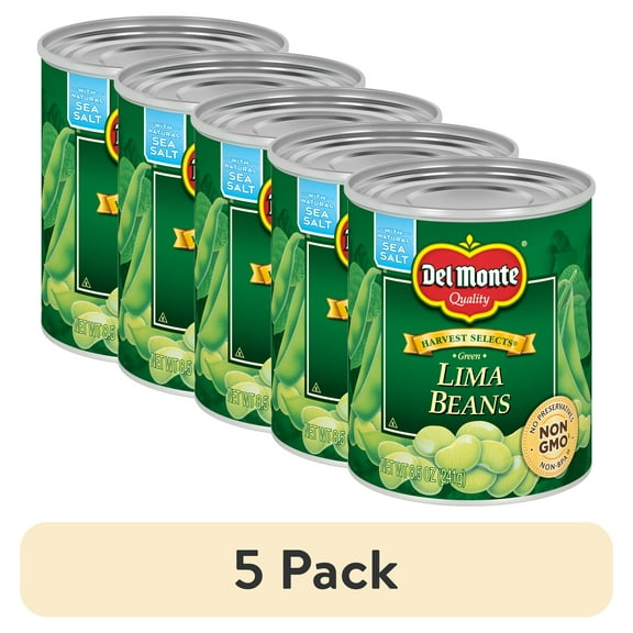 (5 pack) Del Monte Harvest Selects Lima Beans, Canned Vegetables, 8.5 oz Can