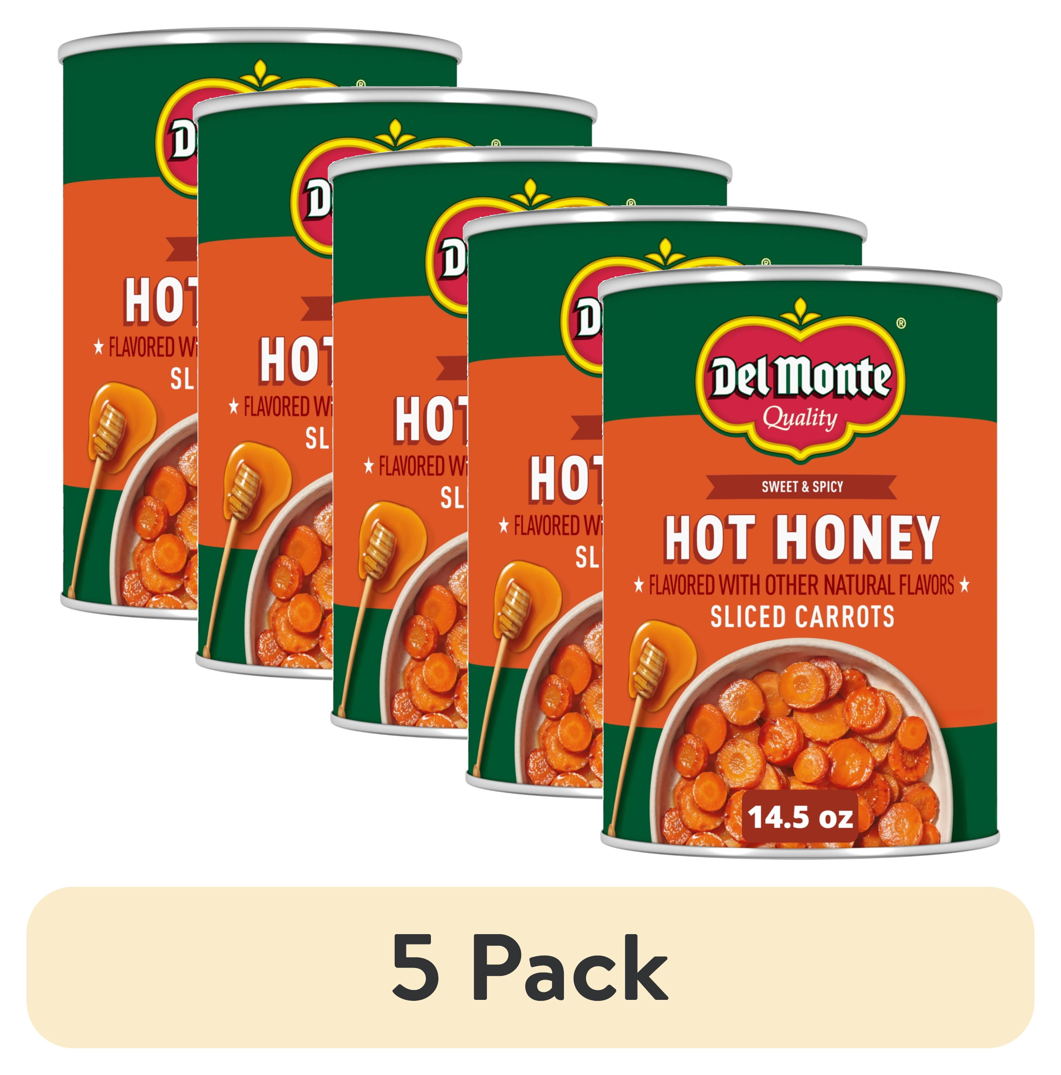 (5 pack) Del Monte Hot Honey Flavored Sliced Carrots, Canned Vegetables, 14.5 oz. Can
