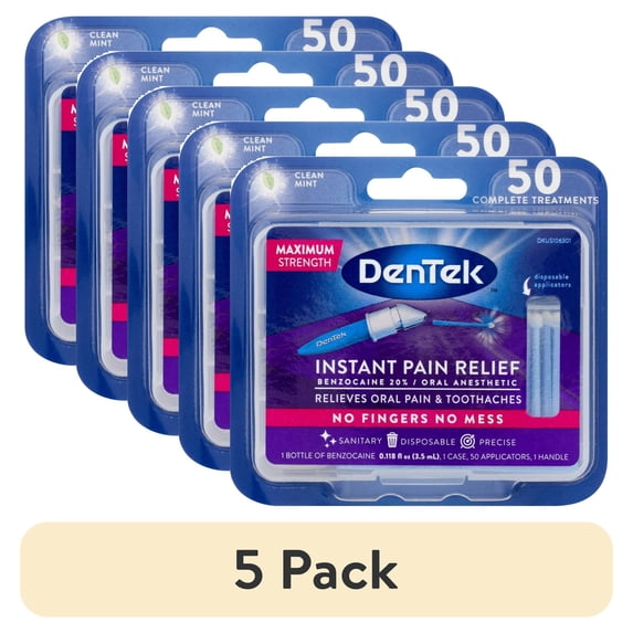 (5 pack) DenTek Adult Instant Pain Relief Kit Maximum Stregnth, 50 Each