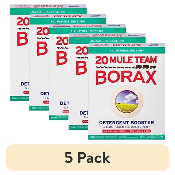 (5 pack) Dial 20 Mule Team Borax Natural Laundry Booster & Multi-Purpose Cleaner, 65 oz