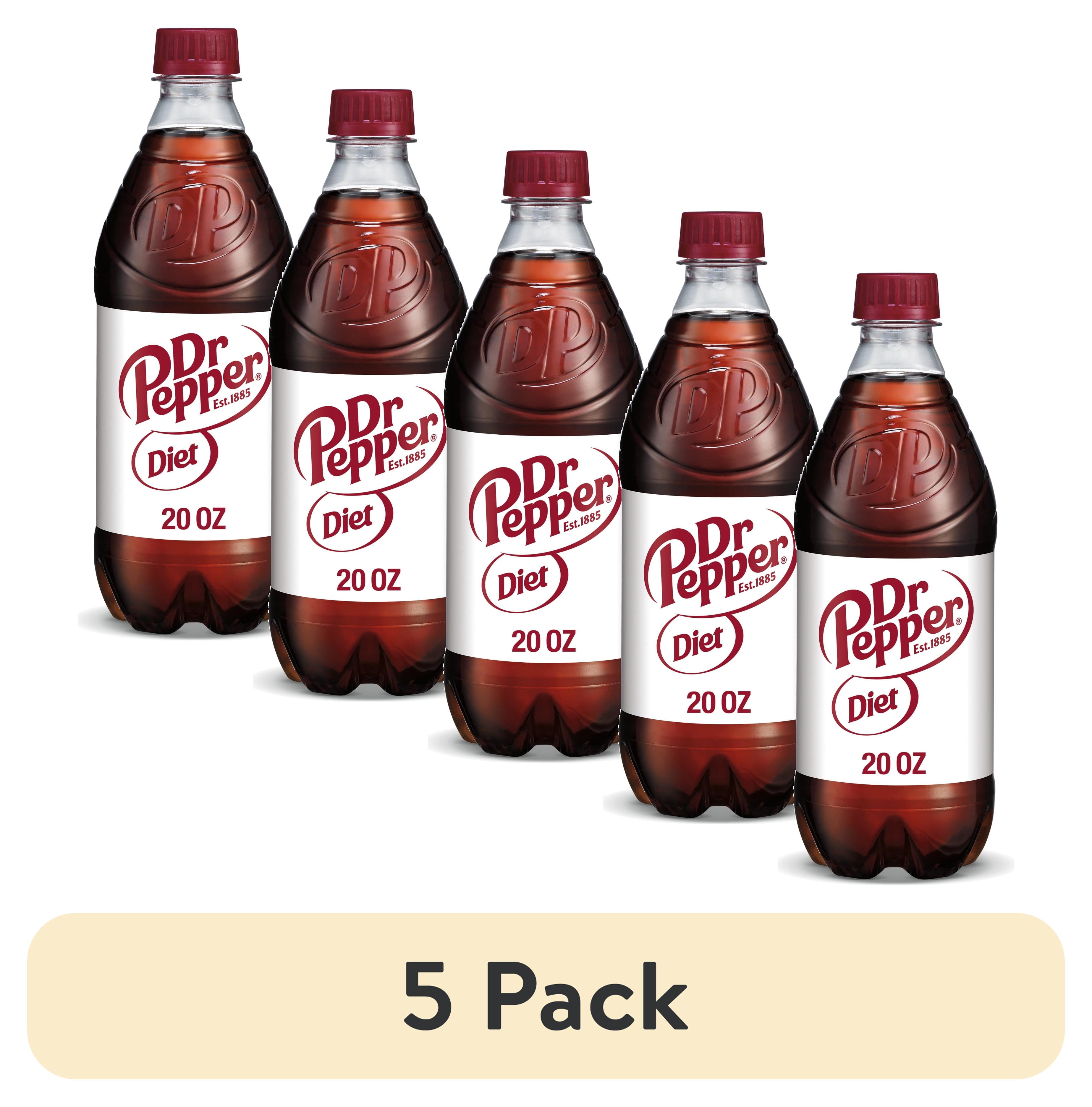 (5 pack) Diet Dr Pepper Soda Pop, 20 fl oz, Bottle