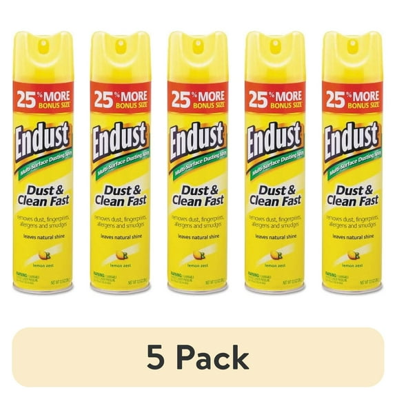(5 pack) Diversey Endust Multi-Surface Dusting and Cleaning Spray, Lemon Zest, 12.5 oz Aerosol Spray, Each