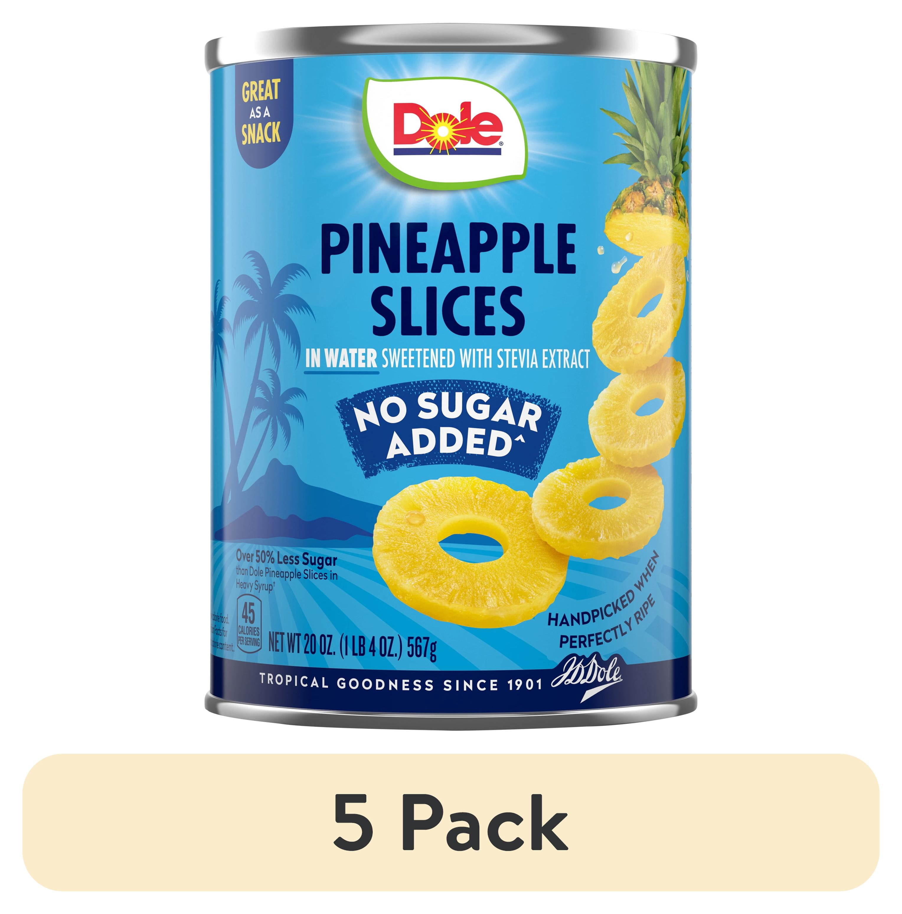 (5 pack) Dole No Sugar Added^ Pineapple Slices in Water^^, 20 oz Can