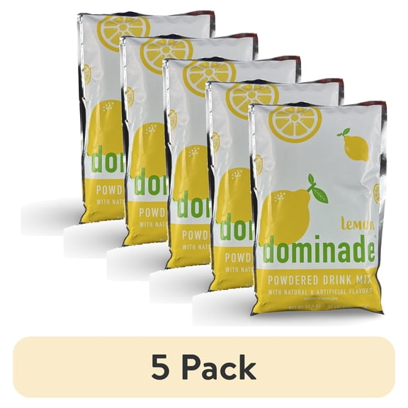 (5 pack) Dominade Dominade Bulk Lemonade Powdered Lemon Drink Mix | 3x Huge 21.6 Oz Pouches (90 Servings)