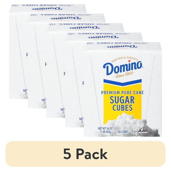 (5 pack) Domino Premium Pure Cane Sugar Cubes, 126 Cubes, 1 lb