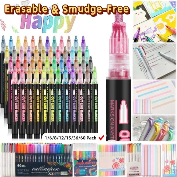5-pack Double-ended Highlighter Pens with Chisel and Fine Tips, No-bleed Aesthetic Markers for Professional Planners, Journals and Daily Task Marking, AKLJWH