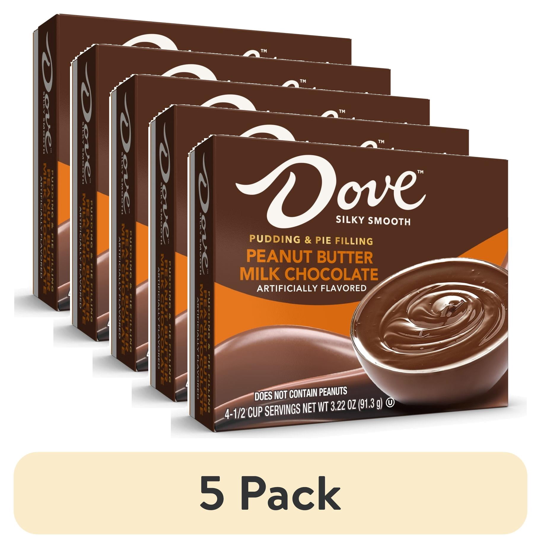 (5 pack) Dove Peanut Butter Milk Chocolate Instant Pudding Mix and Pie Filling, 4 Servings, 3.22 oz Cardboard Box