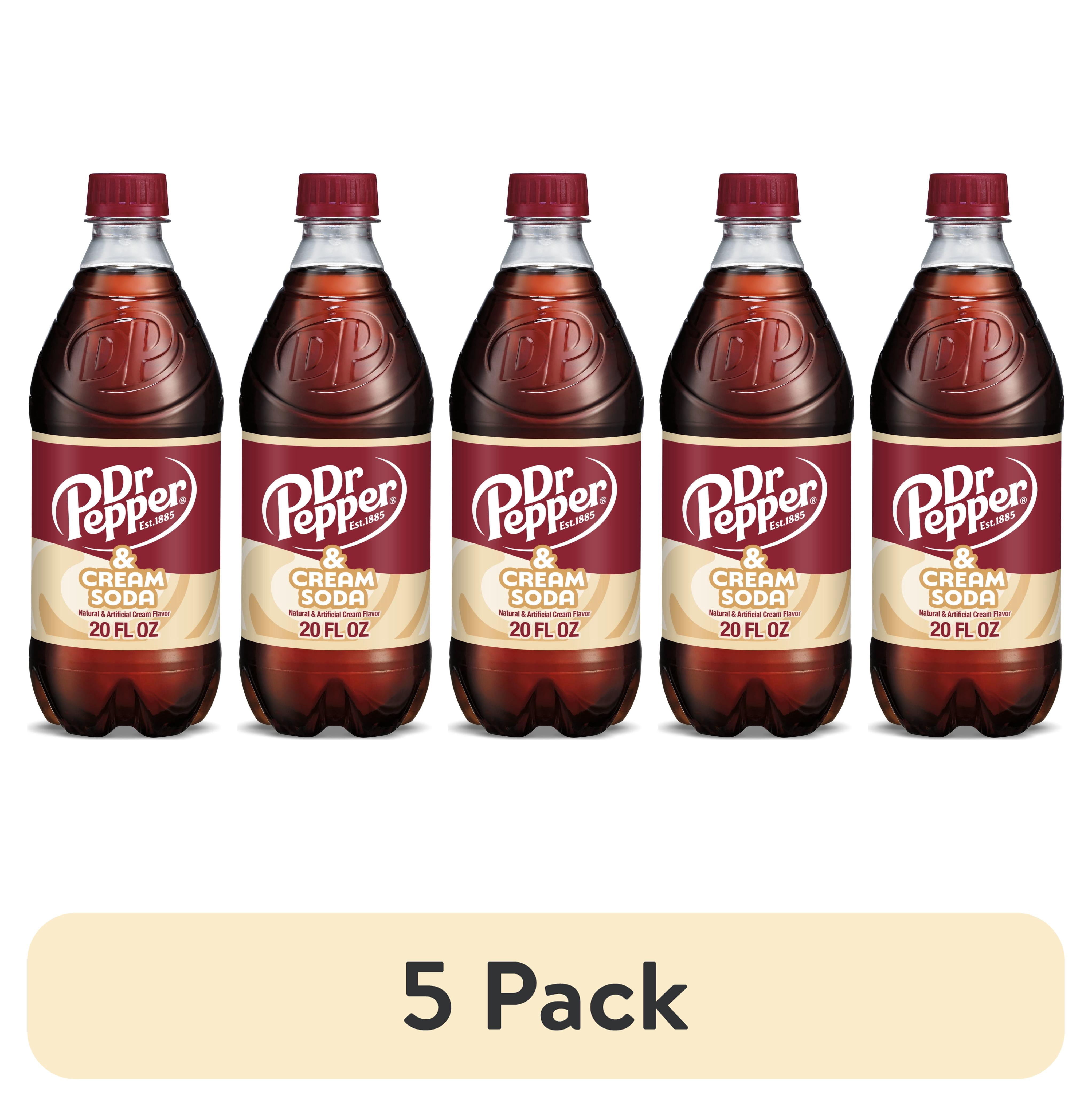(5 pack) Dr Pepper & Cream Soda Pop, 20 fl oz, Bottle