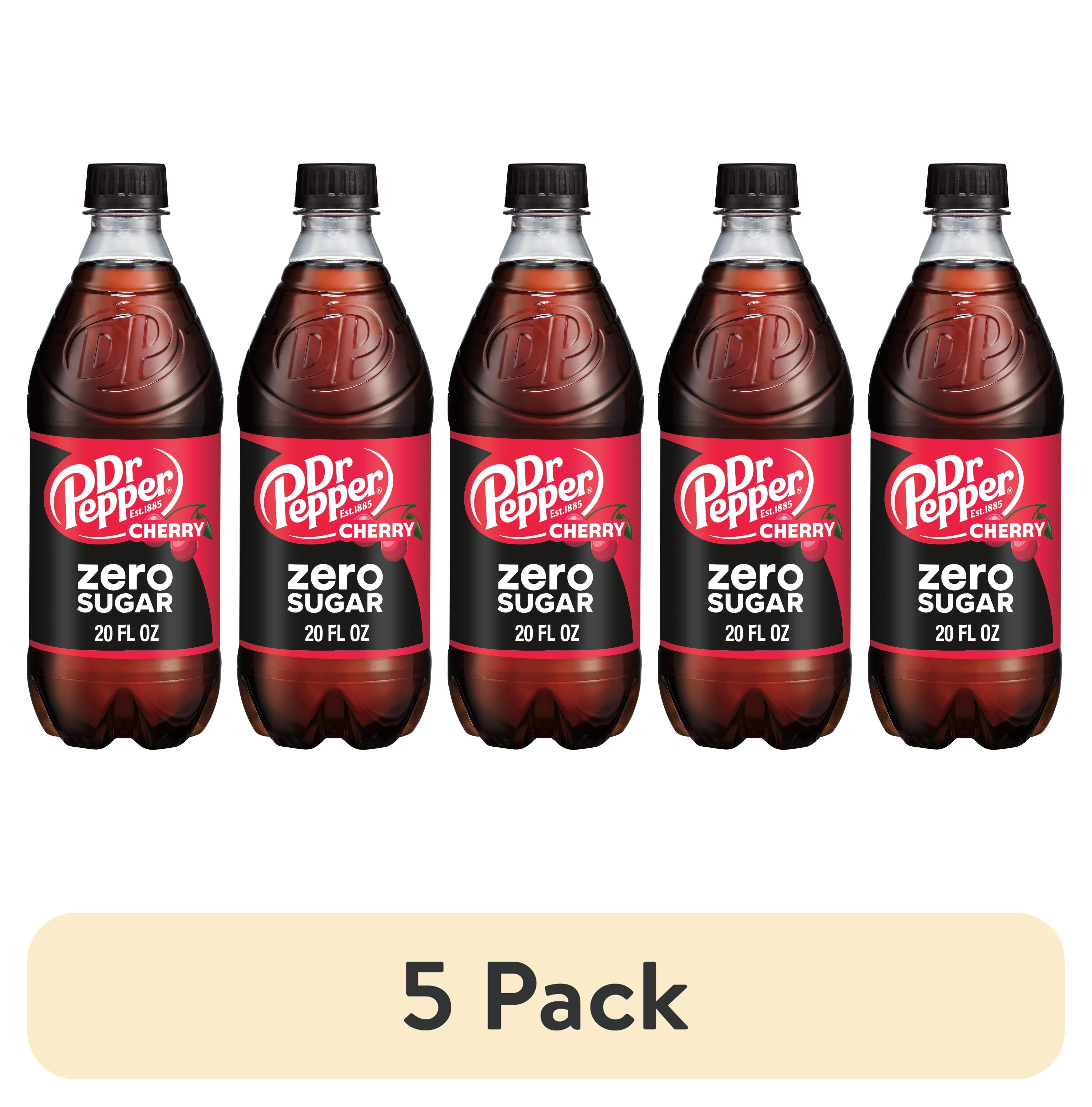 (5 pack) Dr Pepper Zero Sugar Cherry Cola Soda Pop, 20 fl oz, Bottle