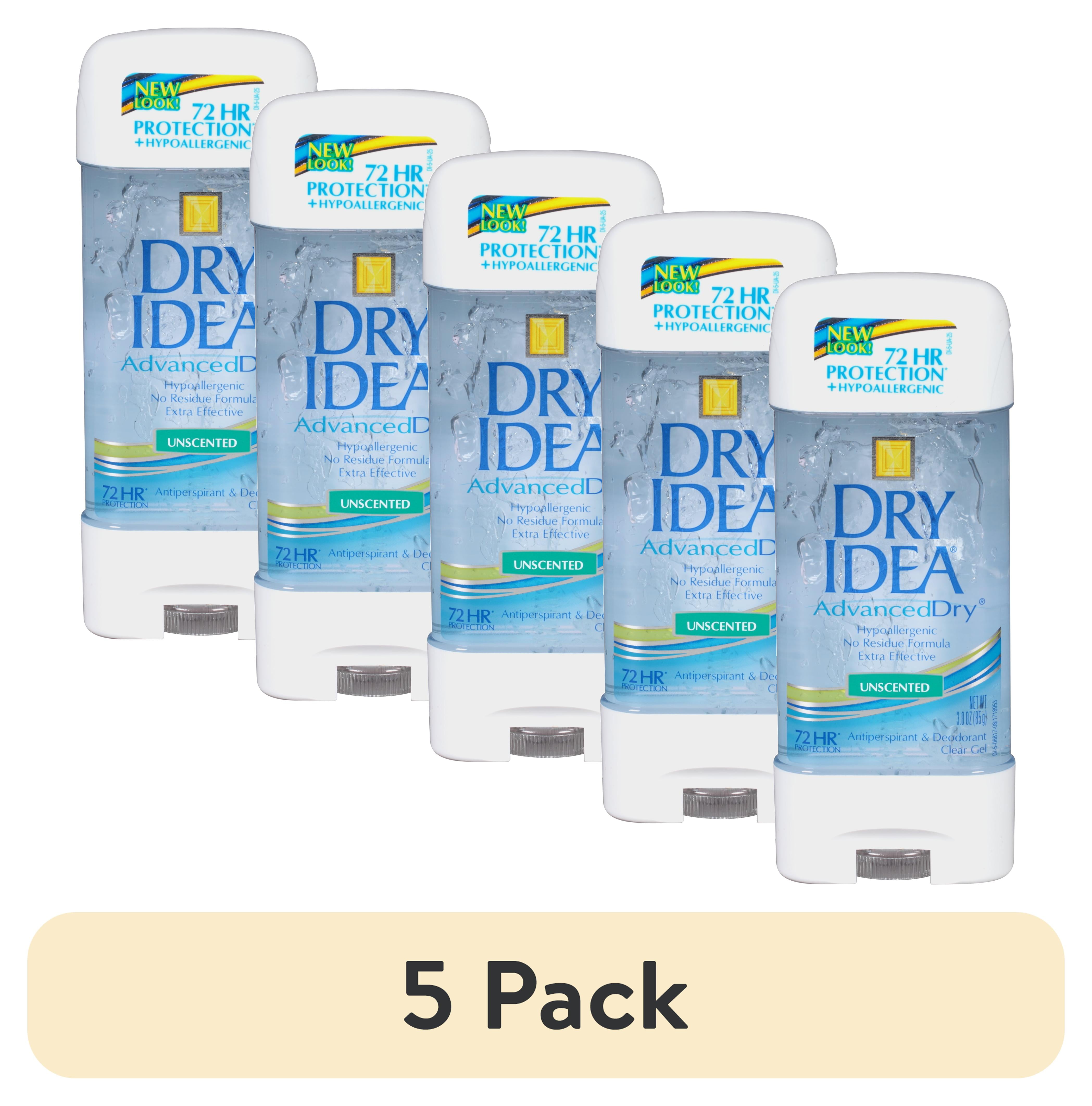 (5 pack) Dry Idea Antiperspirant Deodorant Gel, Unscented, 3 oz