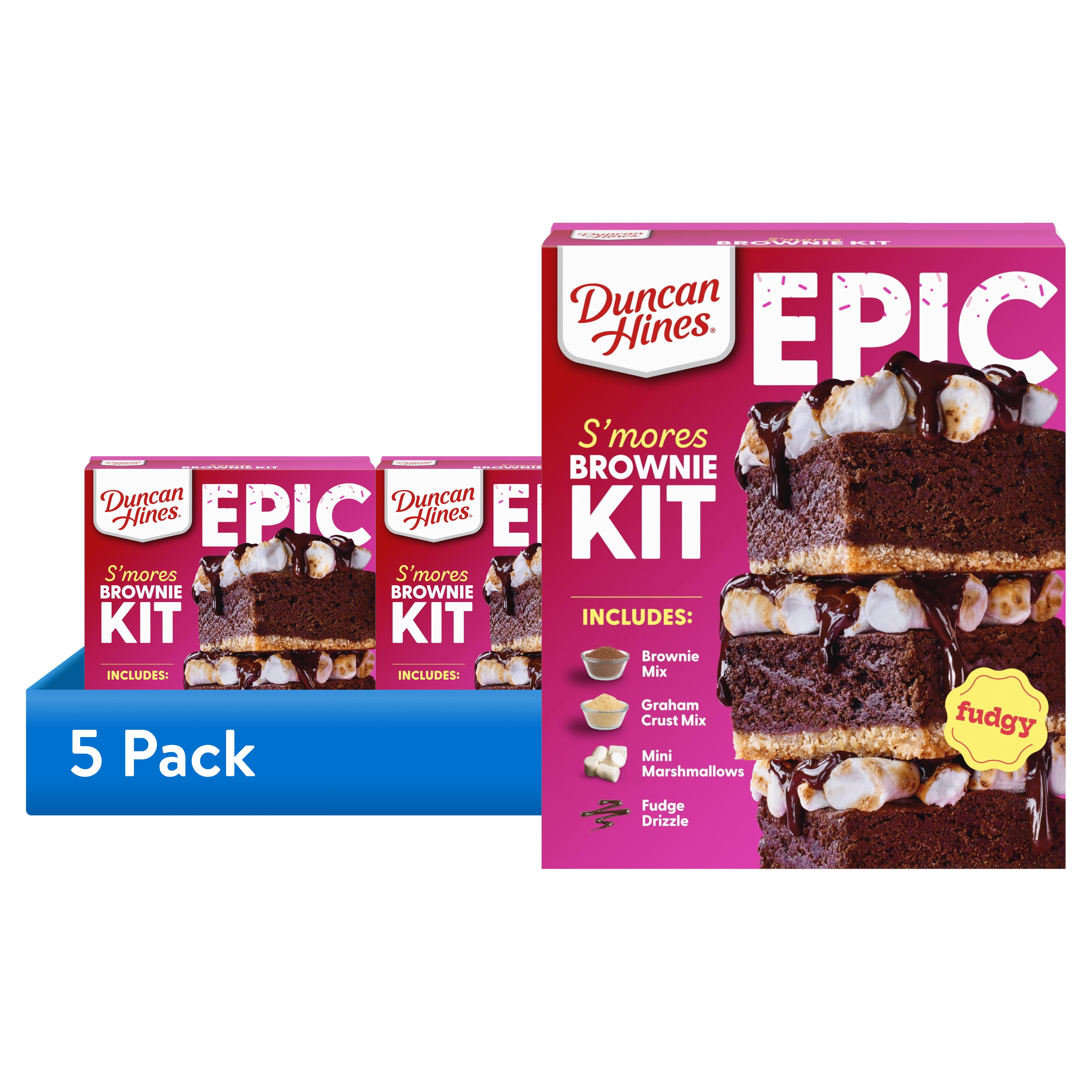 (5 pack) Duncan Hines EPIC Brownie Baking Kit, S'mores, 24.16 oz.