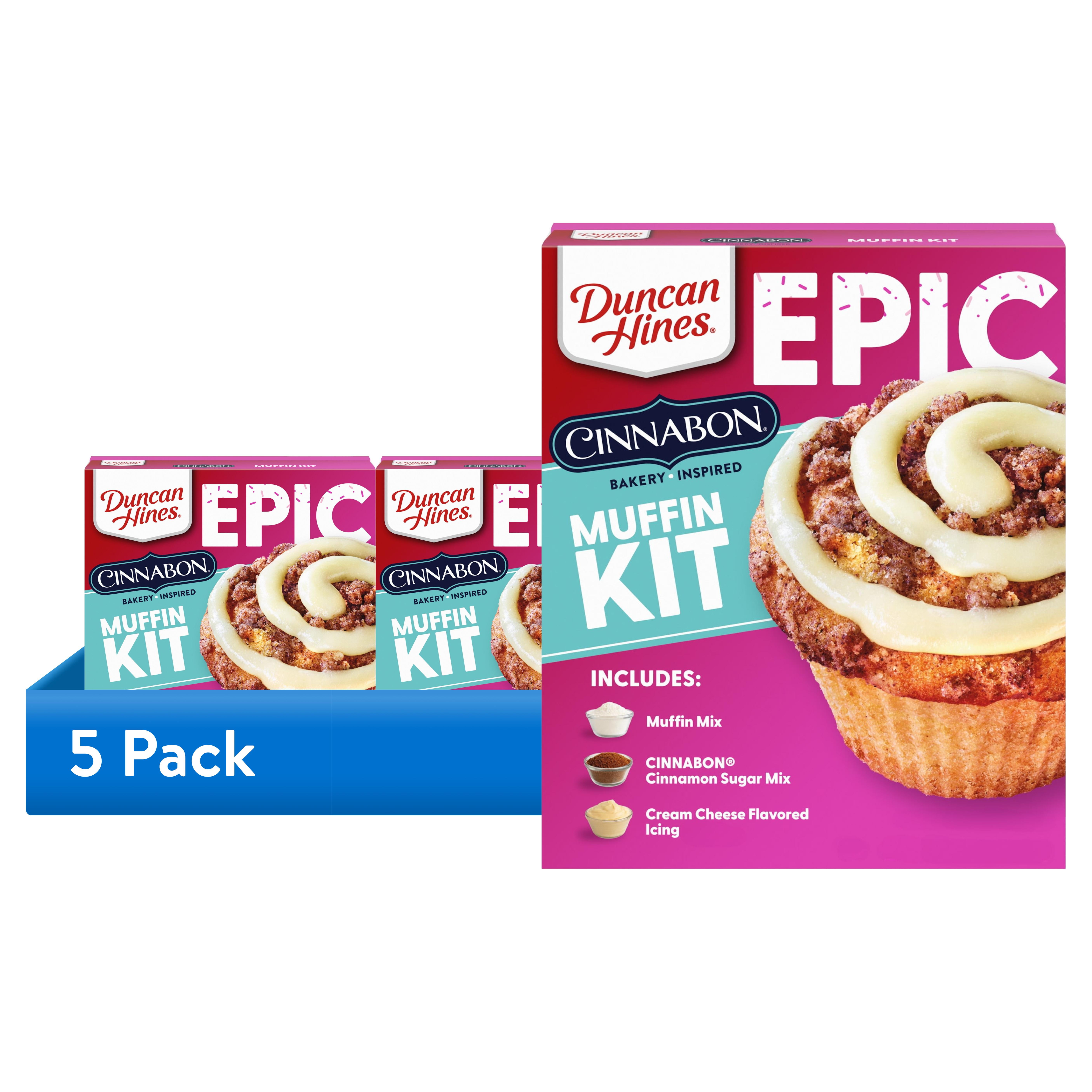 (5 pack) Duncan Hines Epic Cinnabon Bakery Inspired Muffin Kit, Thanksgiving Baking, 32.34 oz.