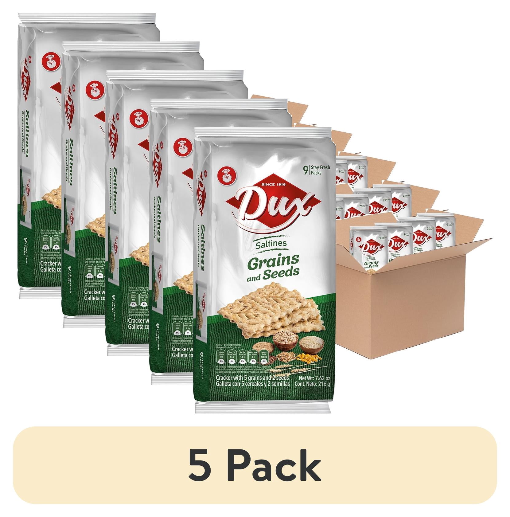 (5 pack) Dux Grain & Seeds Crackers Bag, 7.62 oz, Pack of 4