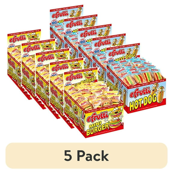 (5 pack) E Frutti Gummy Mini Burger and Hot Dog Variety Pack of 120