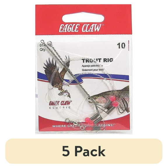 (5 pack) Eagle Claw 014H-10 Trout Rig, Bronze, Size 10